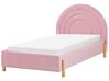 Sametová postel 90 x 200 cm růžová ANET_876996