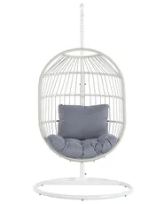 Hanging Chair with Stand ALBA PE Rattan White_815268