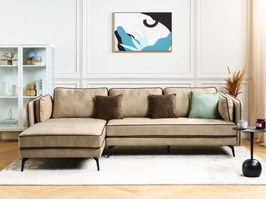 Høyrevendt hjørnesofa fløyel beige ALTAN