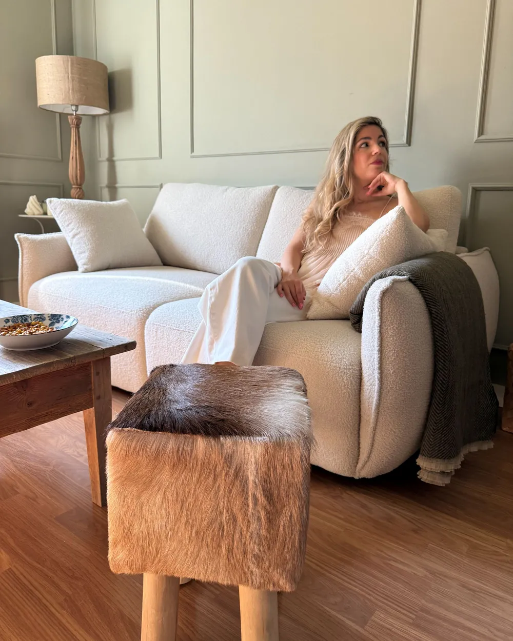 Modular Sofa 2 Seater MESNALI Boucle Off-White_1078633
