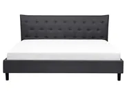 Bett mit Lattenrost Stoff SAVERNE 160 x 200 cm Dunkelgrau_708232