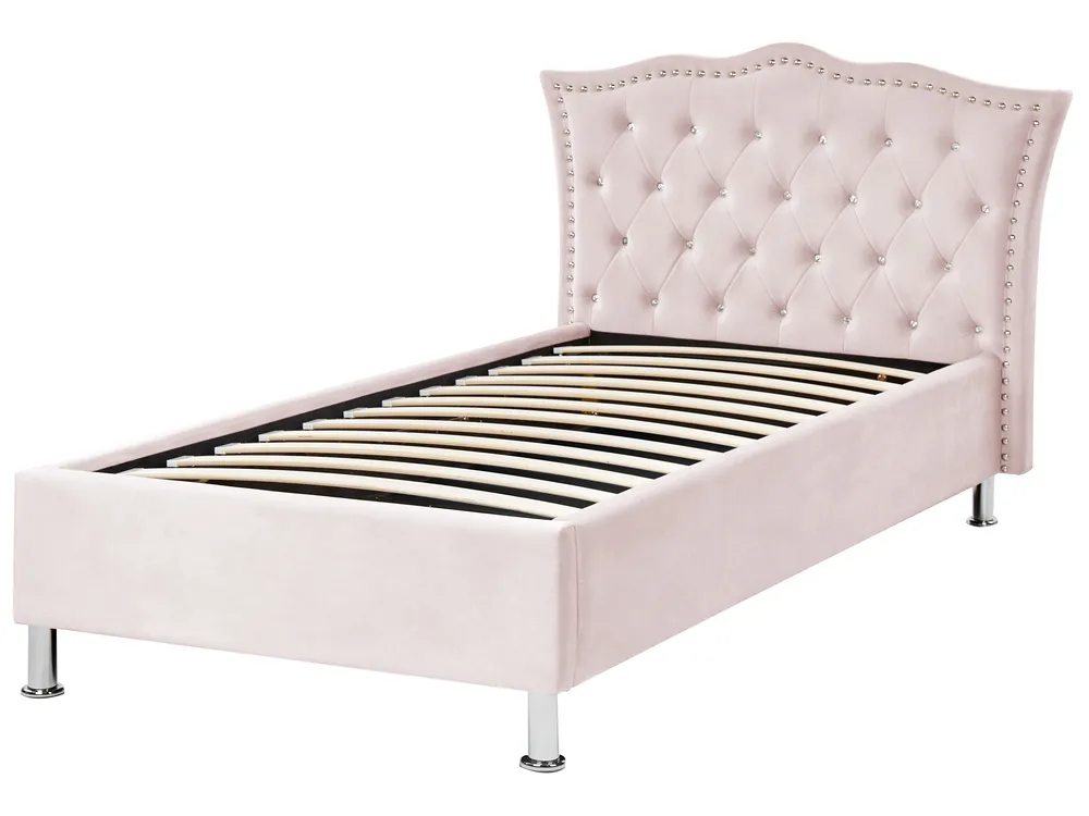Ottoman Bed METZ Velvet Pastel Pink 90 x 200 cm (EU Single)_861419