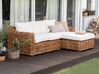 Garten Ecksofa Rattan naturfarben 3-Sitzer linksseitig Auflagen cremeweiss BRIATICO_934902