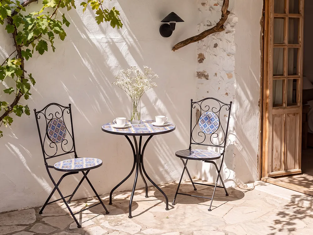 Masă de grădină SIPONTO 60 cm 60 cm Metal Alb/Albastru