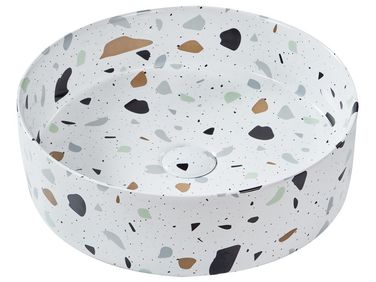 Lavabo da appoggio NULES ⌀ 40 cm Ceramica Terrazzo Bianco