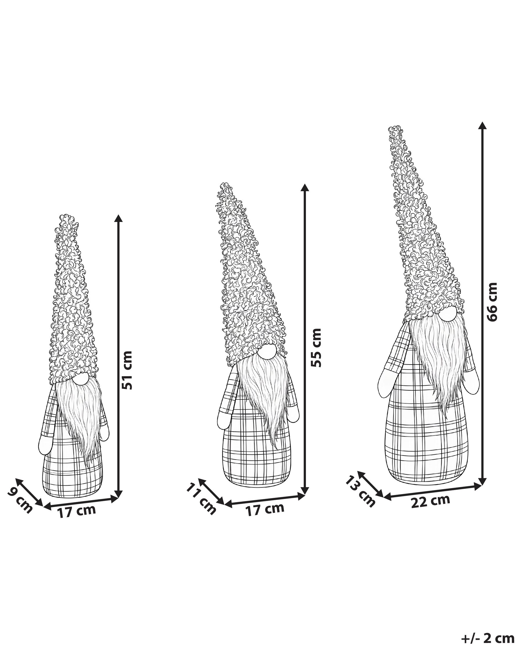 3 db-os karácsonyi dekoráció szett NAKKILA 51/55/66 cm Gnóm Barna_1179826