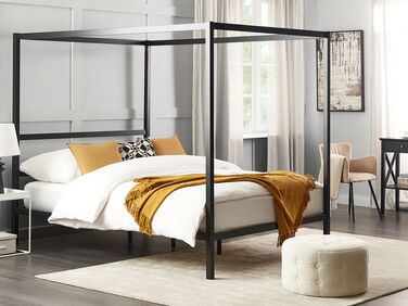 Metal EU King Size Canopy Bed Black LESTARDS 