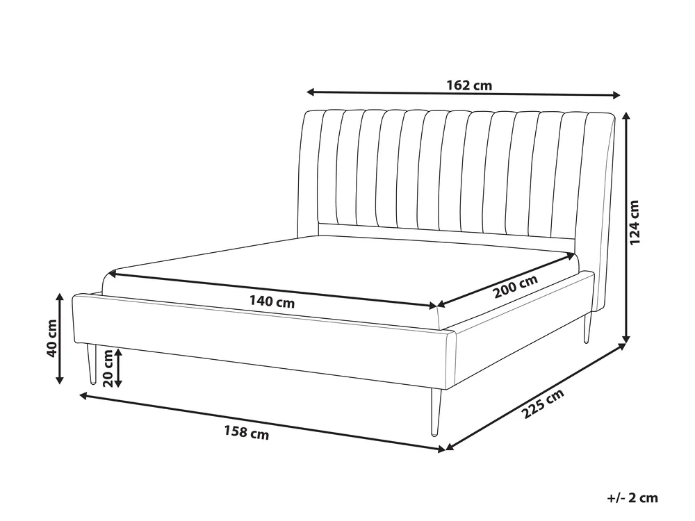 Bed Velvet MARVILLE 140 x 200 cm (EU Double) Grey_835936