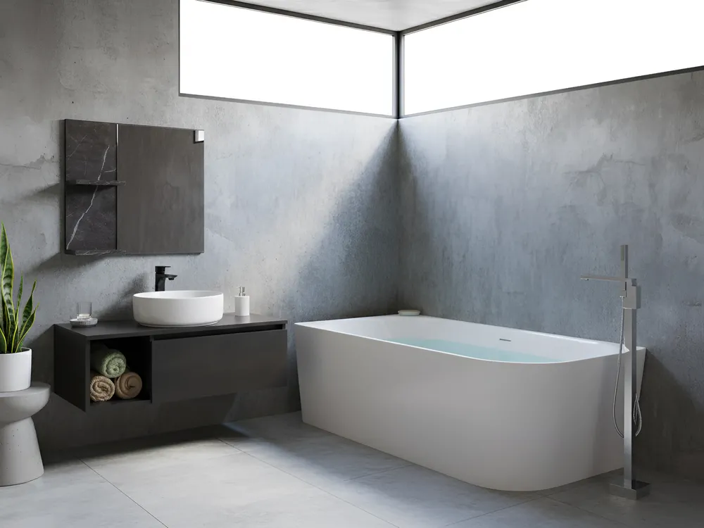 Hoekbad RENACA Rechterzijde 170 x 79 cm Wit