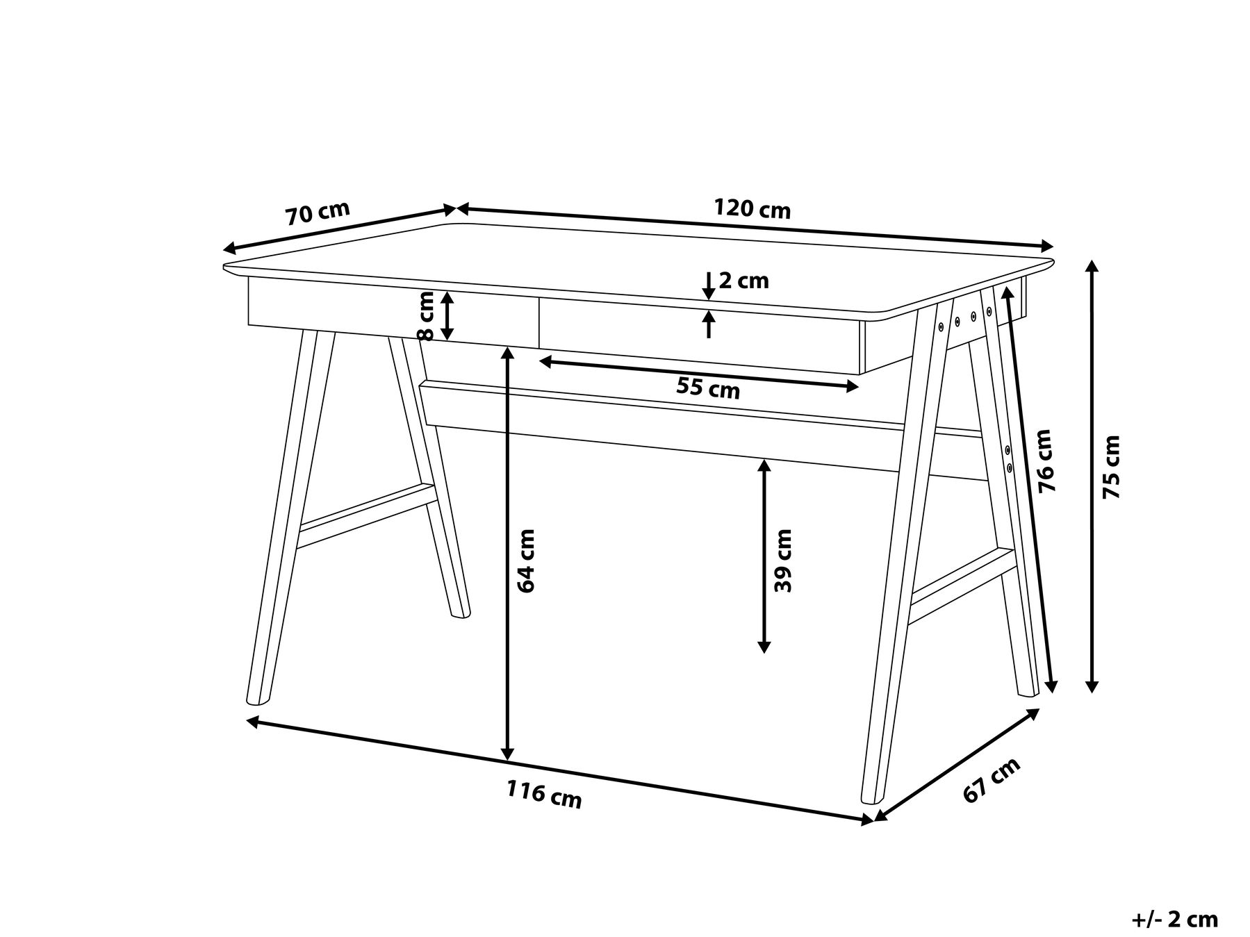 Biurko SHESLAY 120 cm 70 cm z szufladami Biały_799707