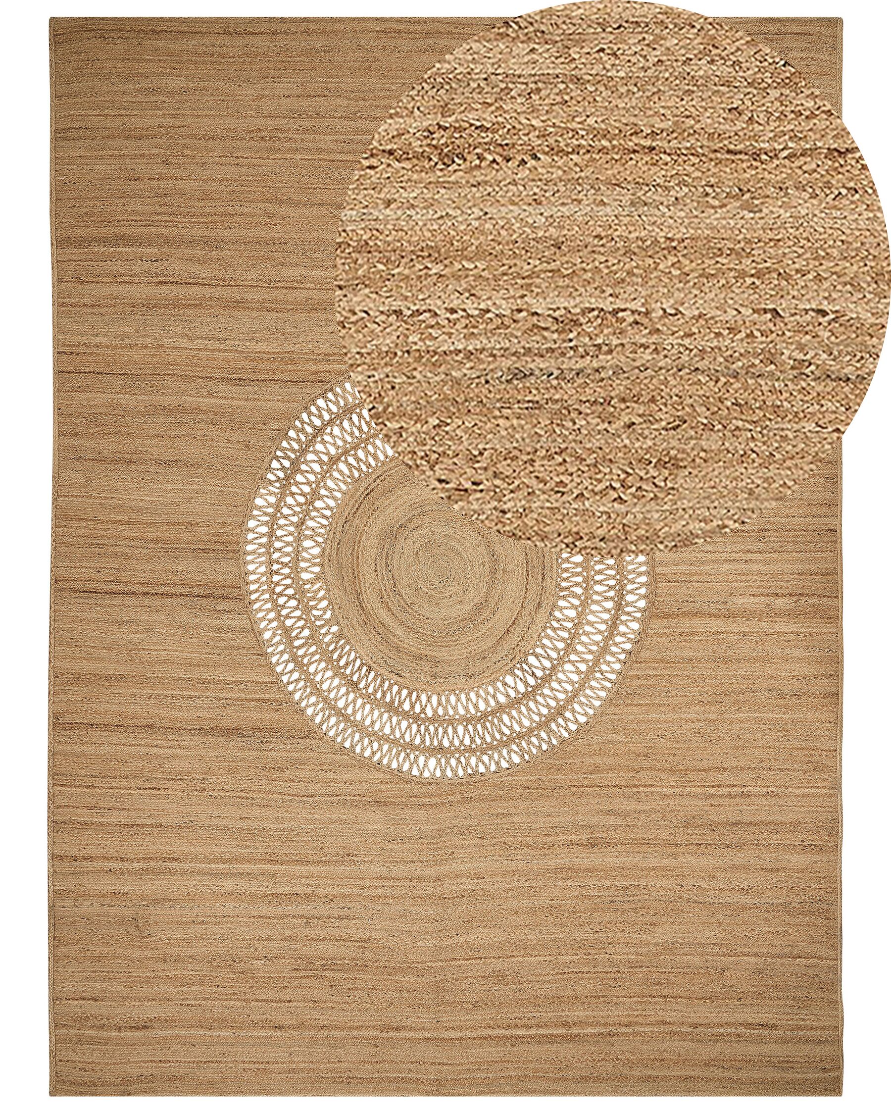 Teppich Jute beige 300 x 400 cm geometrisches Muster Kurzflor BOGAZOREN_885167