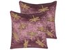Conjunto 2 almofadas decorativas padrão de libelinhas em veludo violeta 45 x 45 cm DAYLILY_892723