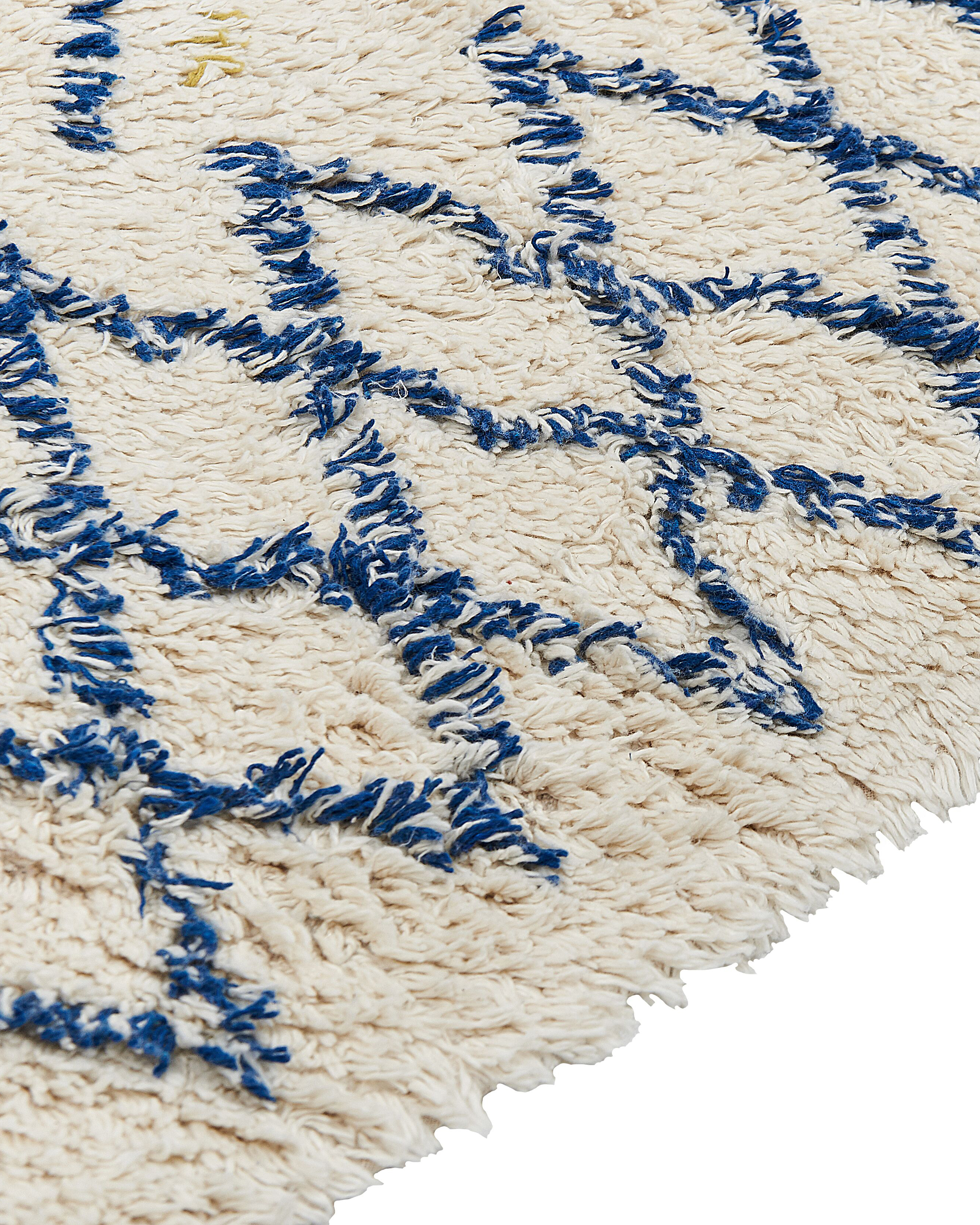 Teppich Baumwolle beige / blau 160 x 230 cm geometrisches Muster Kurzflor ERZINCAN_839248