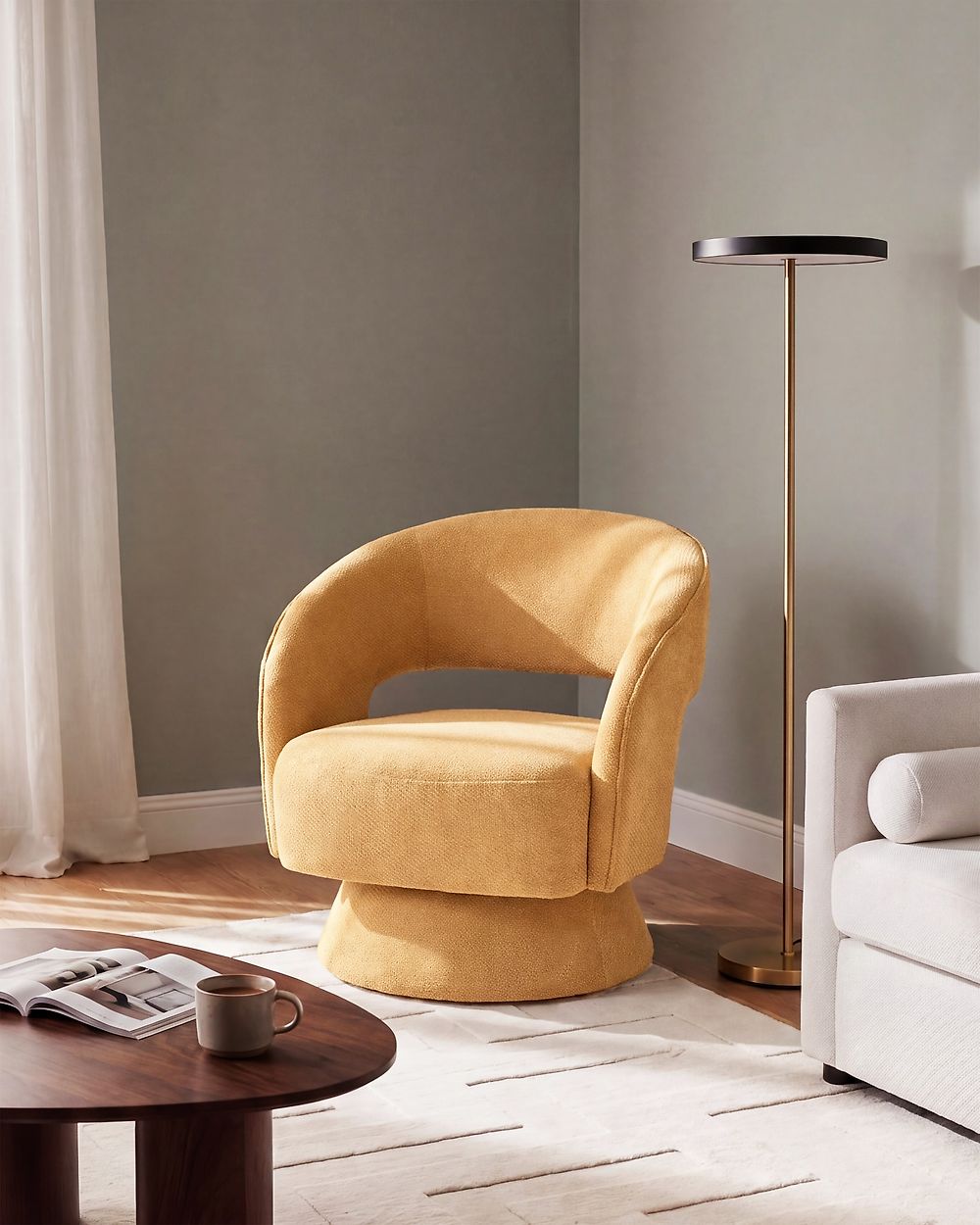 Swivel Armchair NAANTALI  Mustard