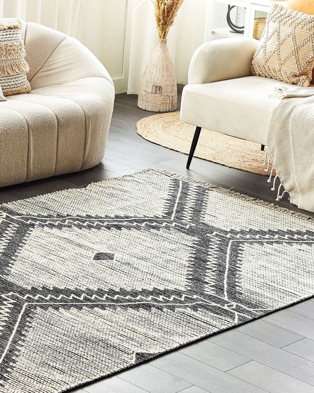 Teppich ARBAA Schwarz 160 x 230 cm Baumwolle