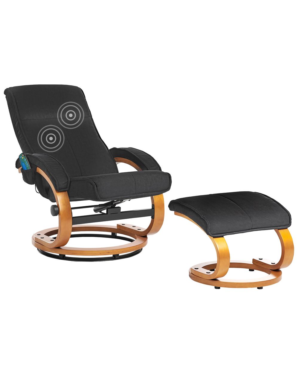 Massage Chair HERO with Footstool Fabric Black