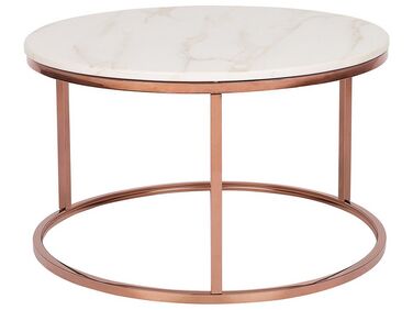 Tavolino effetto marmo beige e rame ⌀ 70 cm CORAL