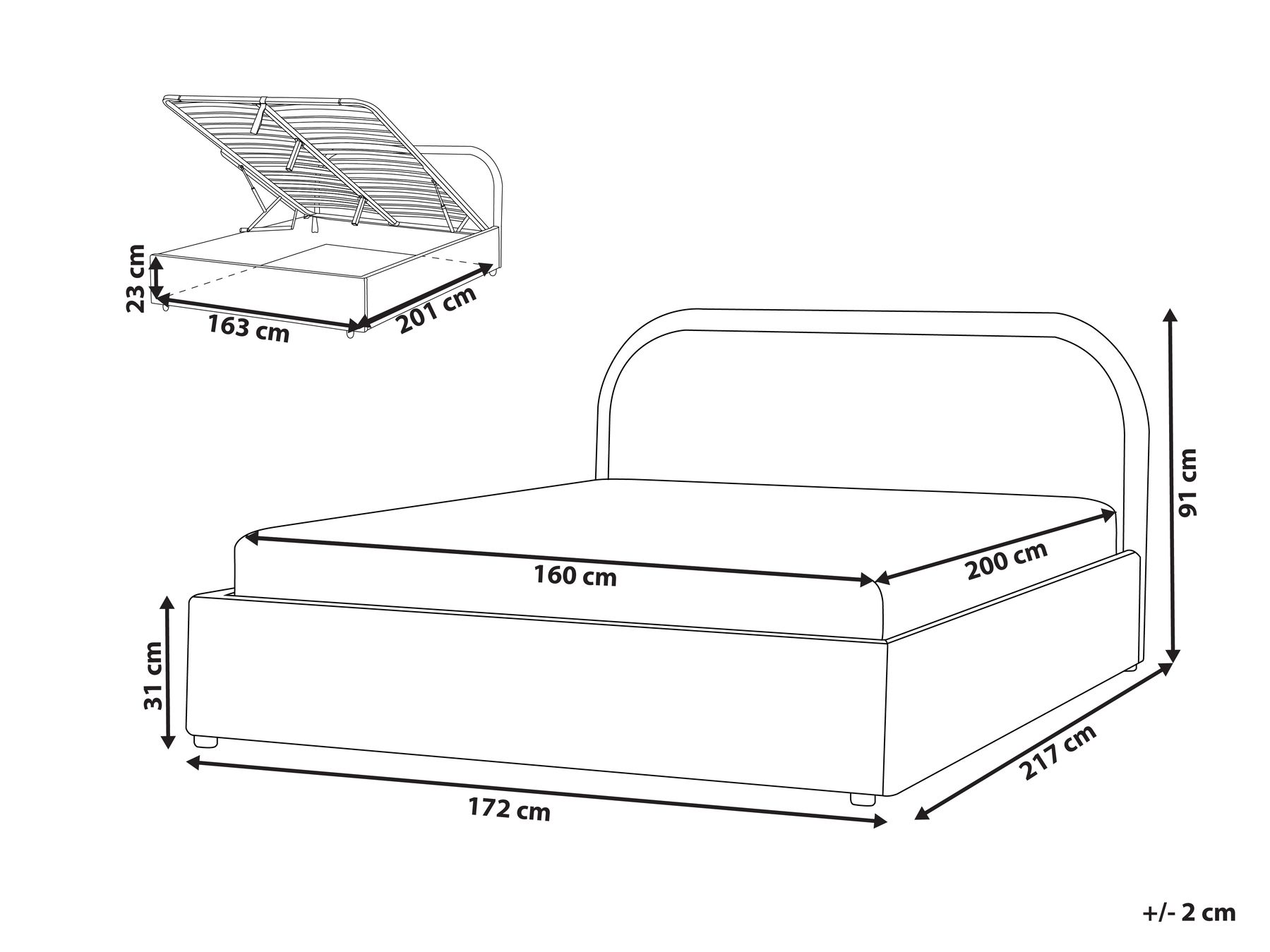 Boucle EU King Size Ottoman Bed Light Beige QUILLIEN_916544
