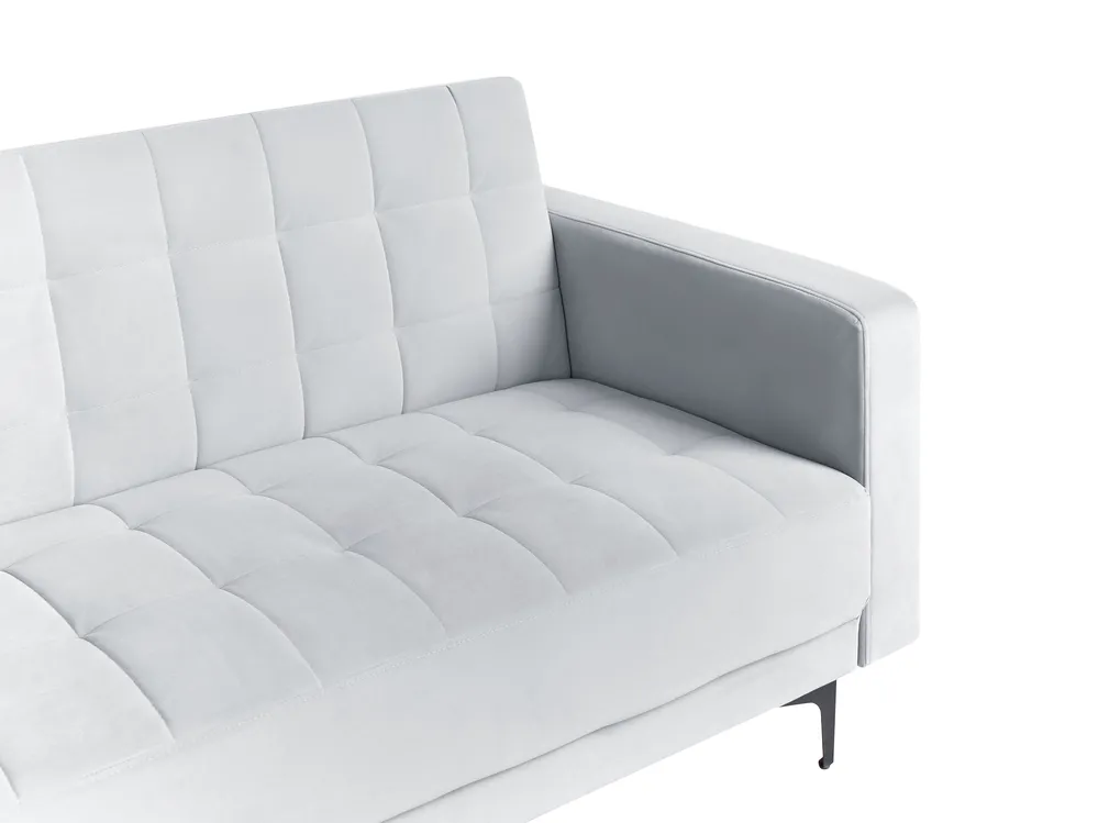 Canapé 3 Places Beliani Aberdeen – Cuir PU Blanc, Tissu Soyeux, Dossier Réglable, Neuf Sous Emballage
