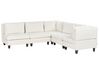 5 Seater Left Hand Modular Fabric Corner Sofa White UNSTAD_925154