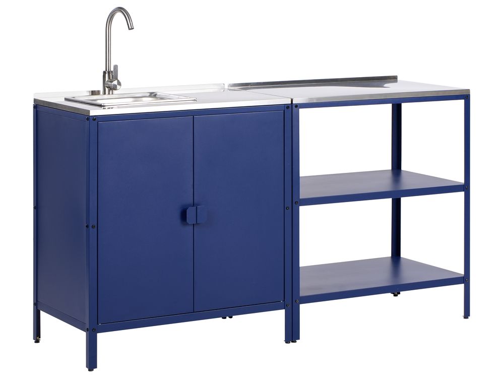 Conjunto de cozinha exterior de 2 peças com lava-louça VILAMA Azul Metal