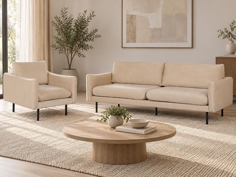 Ensemble de salon 4 places VINTERBRO Velours Beige