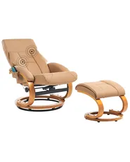 Massage Chair FORCE with Footstool Faux Leather Sand Beige_697890