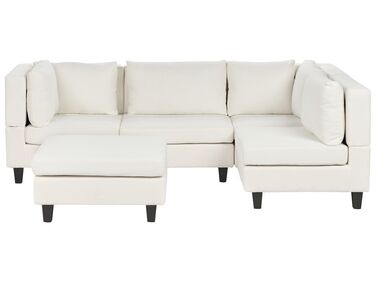 4 Seater Left Hand Modular Fabric Corner Sofa with Ottoman White UNSTAD 