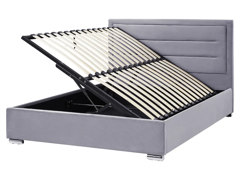 Ottoman Bed ROUEN Velvet Dark Grey 160 x 200 cm (EU King Size)