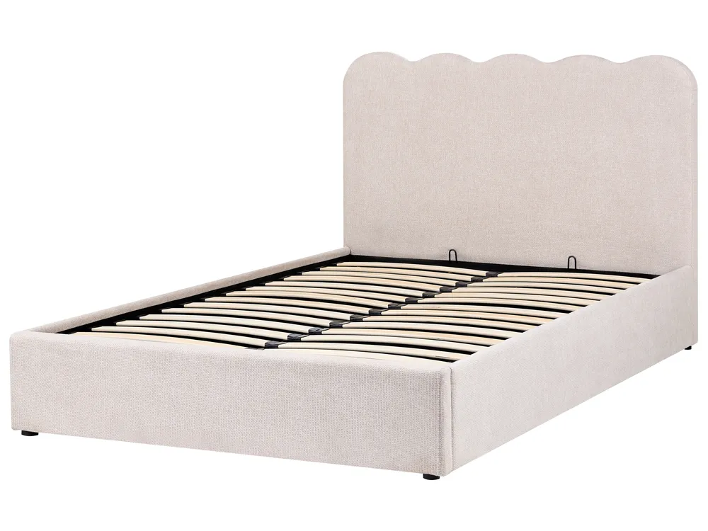 Bett mit Stauraum NANTERRE Stoff Hellbeige 140 x 200 cm_1082341
