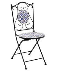 Set de 2 scaune de grădină SIPONTO Pliabil Metal Alb/Albastru_1155767