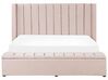 Růžová čalouněná sametová postel s malým úložným prostorem 180 x 200 cm NOYERS_796527