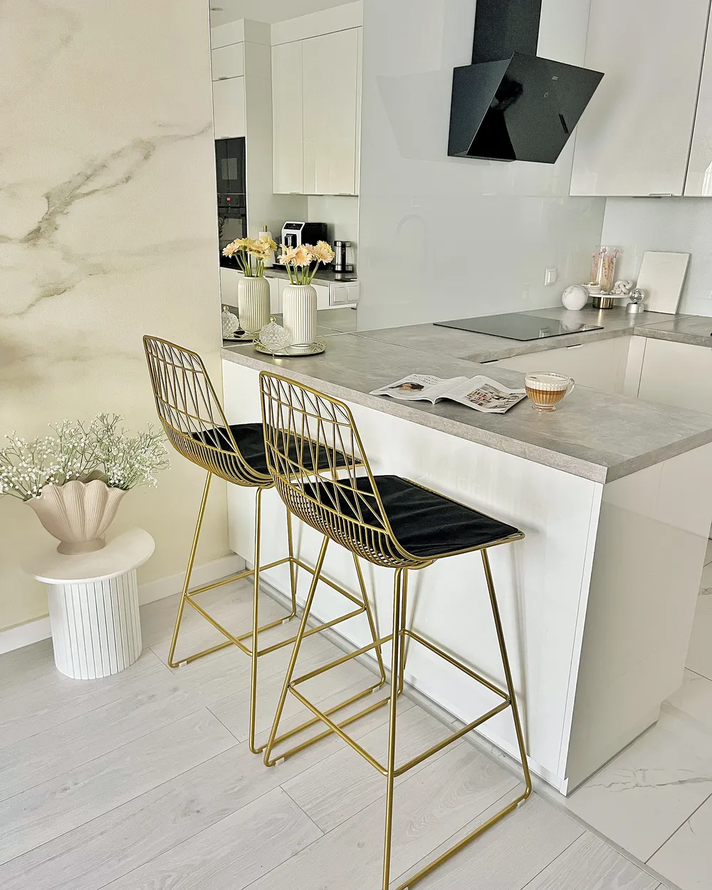 Set di sedie alte PRESTON Metallo Oro