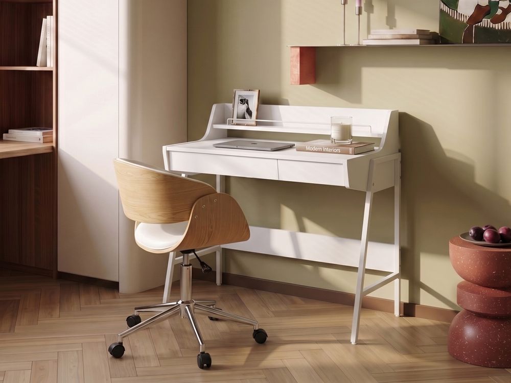 Bureau avec étagère supérieure BROXTON 77 cm x 46 cm Blanc