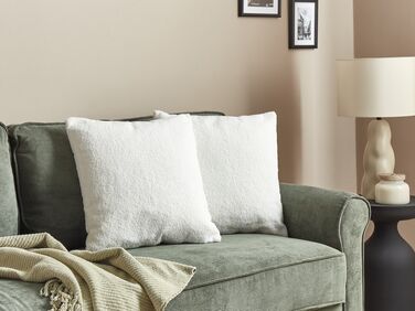 Set of 2 Boucle Cushions 45 x 45 cm White LEUZEA