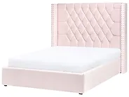 Lit ottoman LUBBON Velours Rose pastel 140 x 200 cm_833869