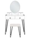 Toaletní stolek se 4 zásuvkami LED zrcadlem a stoličkou bílý/ černý SOYE_845466