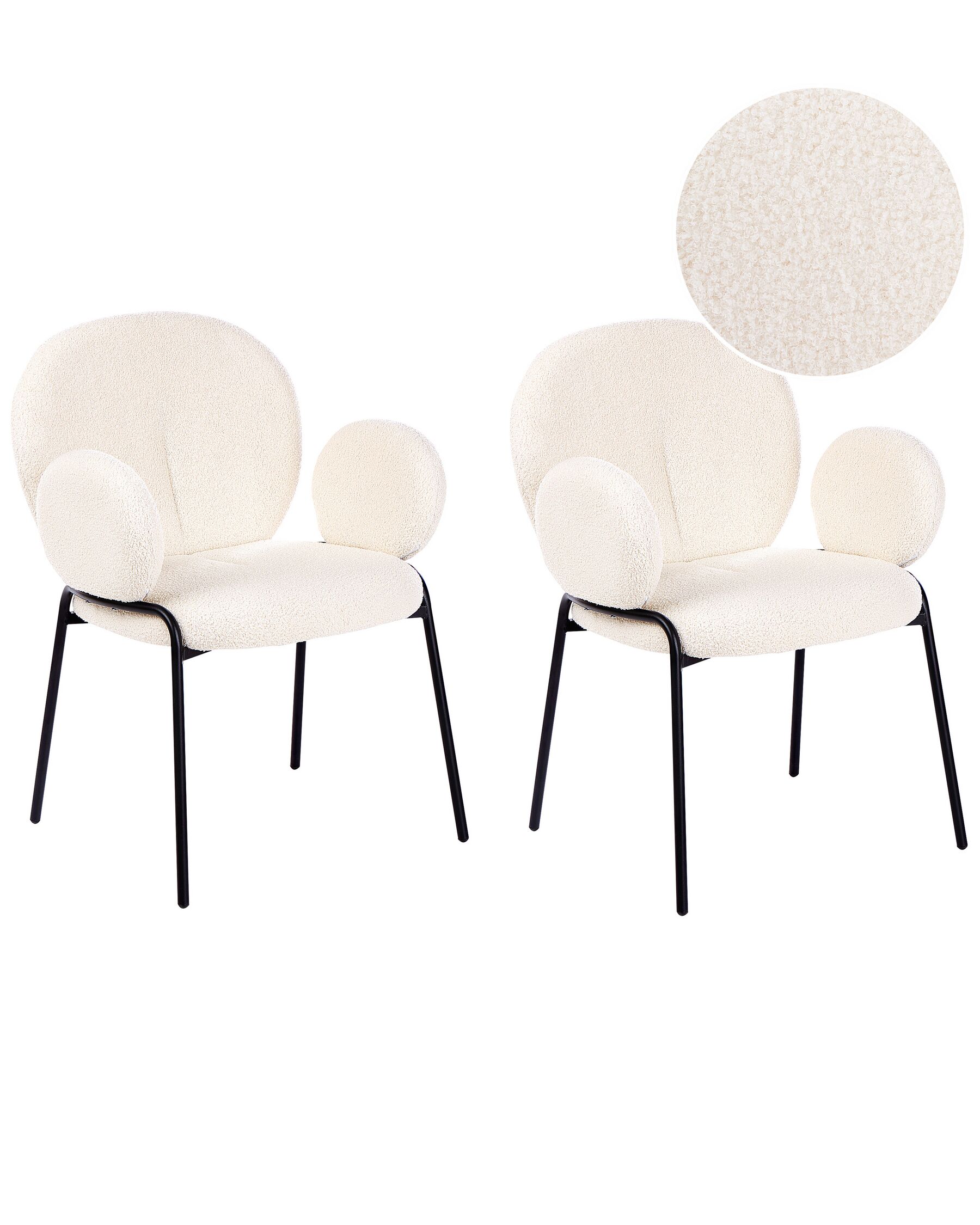 Set of 2 Boucle Dining Chairs White ELY_930093