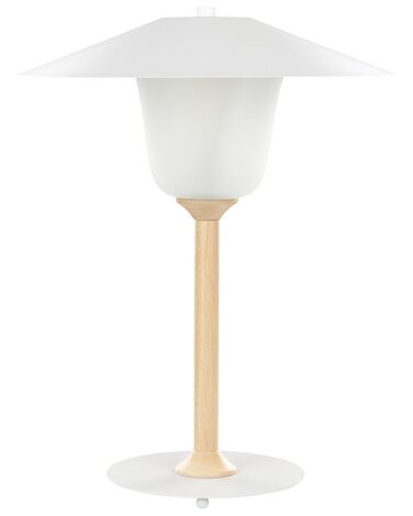 Lampa stołowa drewniana biała MOPPY