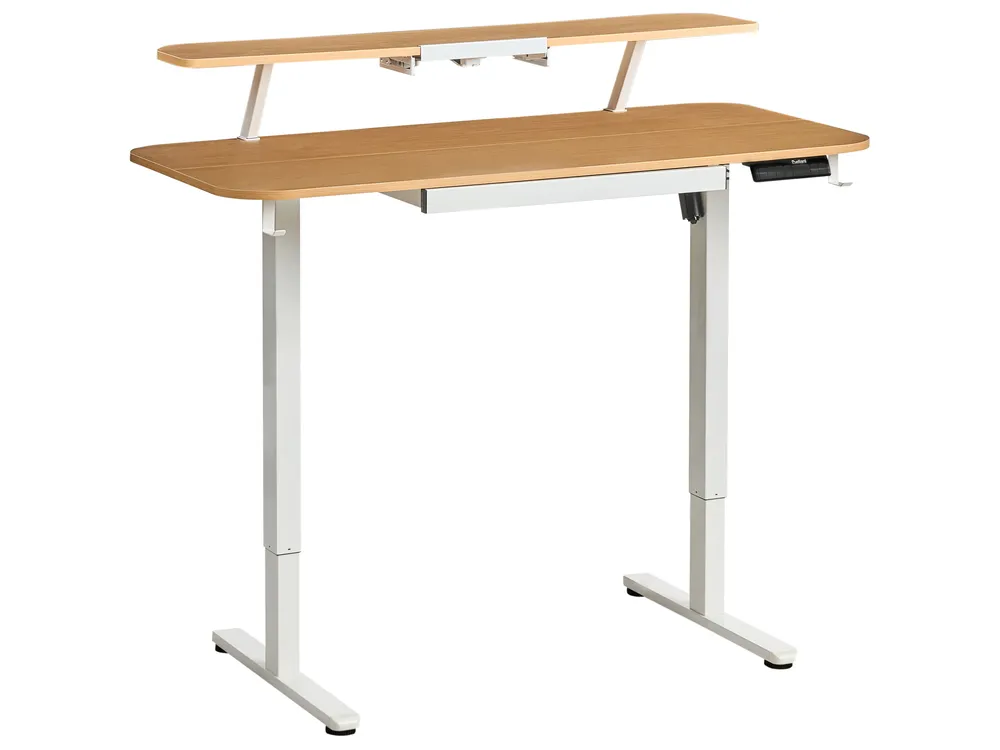 Biurko regulowane elektrycznie WILBANKS 120 cm 60 cm Z portem USB Jasny brąz/ biały_1031197