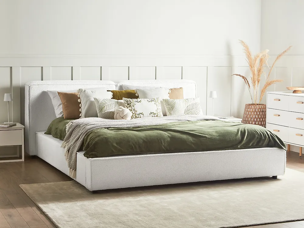 Bed Boucle LINARDS 180 x 200 cm (EU Super King) White_1185011