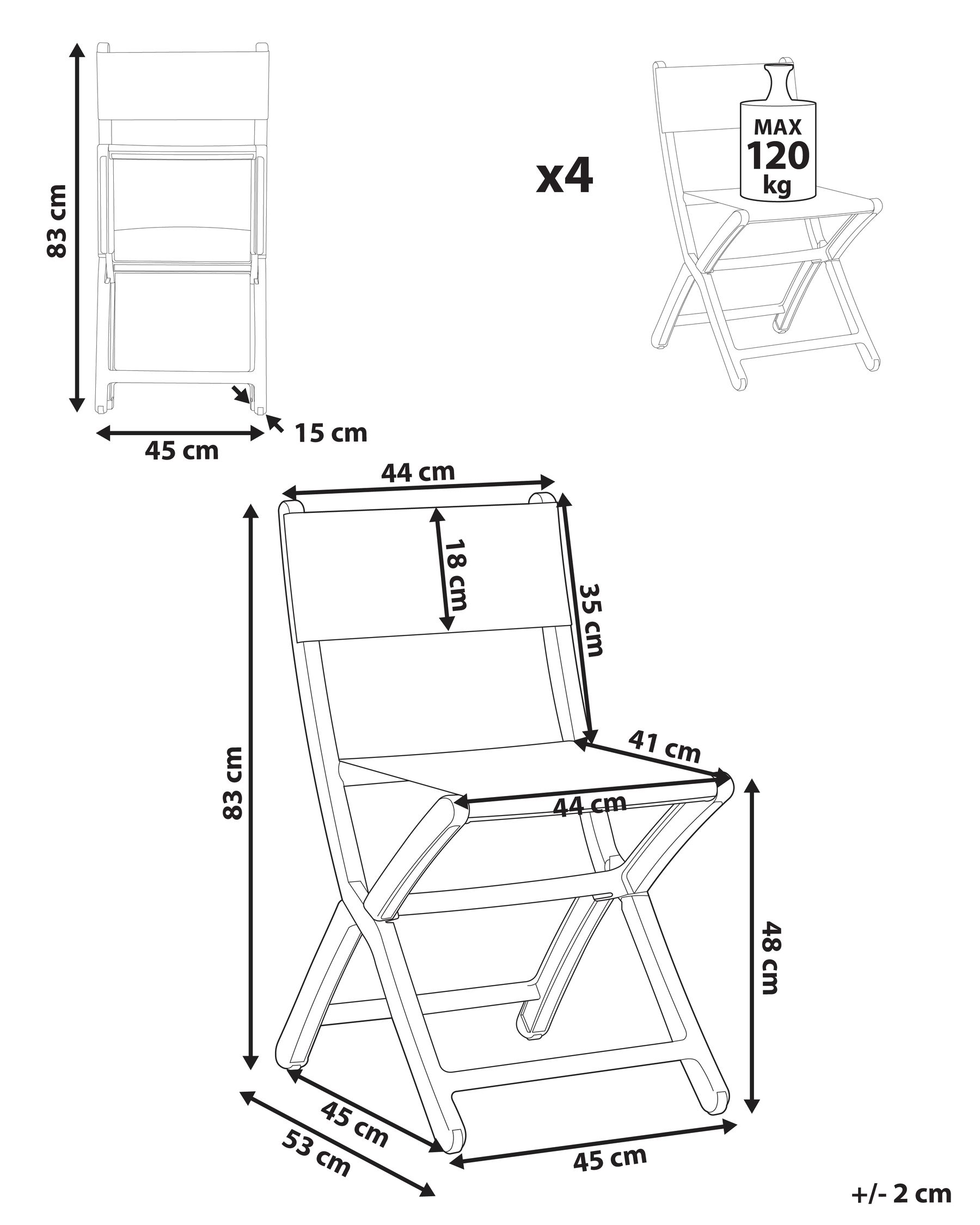 Set di 4 sedie da giardino TALCA Grigio scuro_988830
