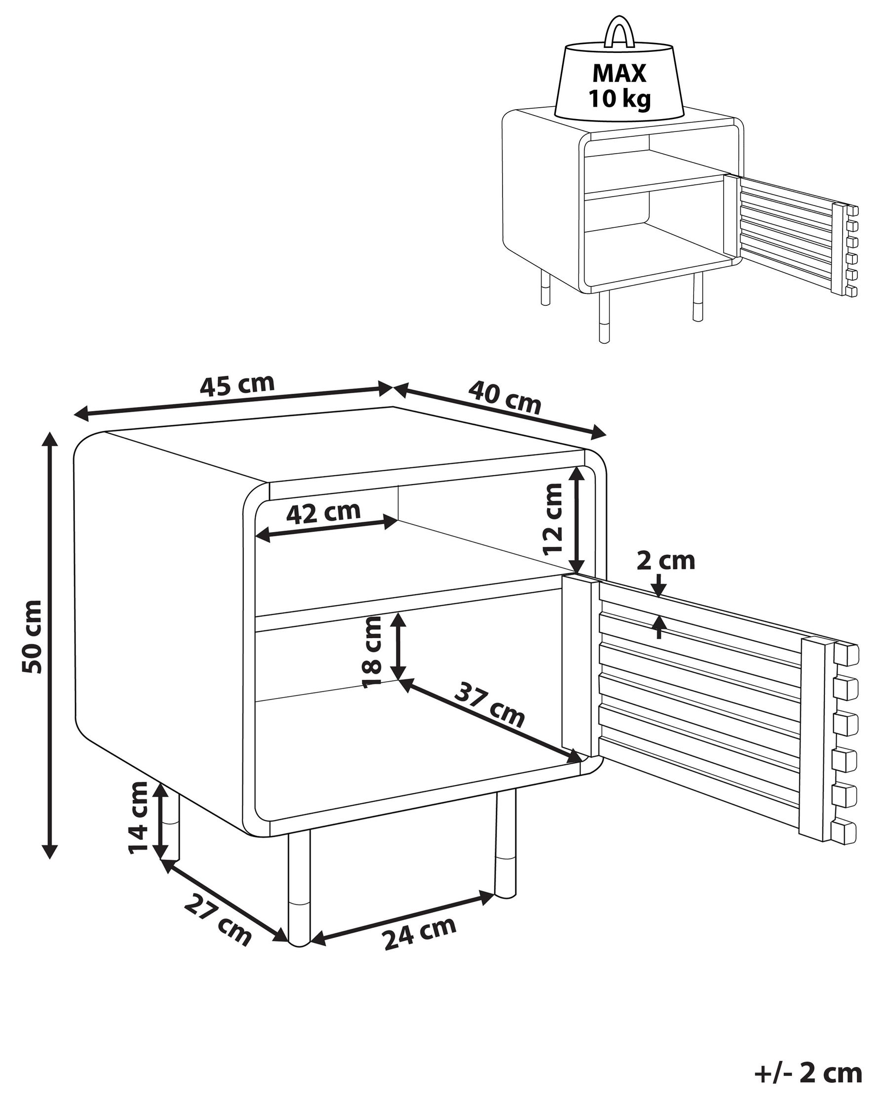 1 Door Bedside Table White and Dark Wood RIFLE_832884 1 Door Bedside Table White and Dark Wood RIFLE_832884