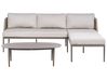 Garden Corner Sofa with Table 3 Seater LEFFE Metal Beige Left Hand