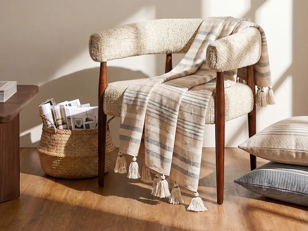 Blanket YARSELI Cotton 130 x 170 cm Beige_1180251