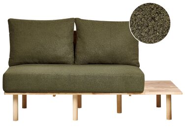 2-Sitzer Sofa Bouclé Stoff mit Ablage Dunkelgrün SALO