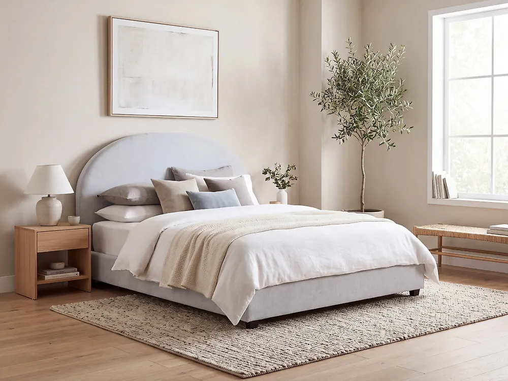 Bed Chenille VAUCLUSE 160 x 200 cm (EU King Size) Light Blue_1184059