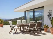 Set da pranzo da giardino 6 posti AMANTEA PREMIUM Legno d'acacia Bianco sporco_1066326