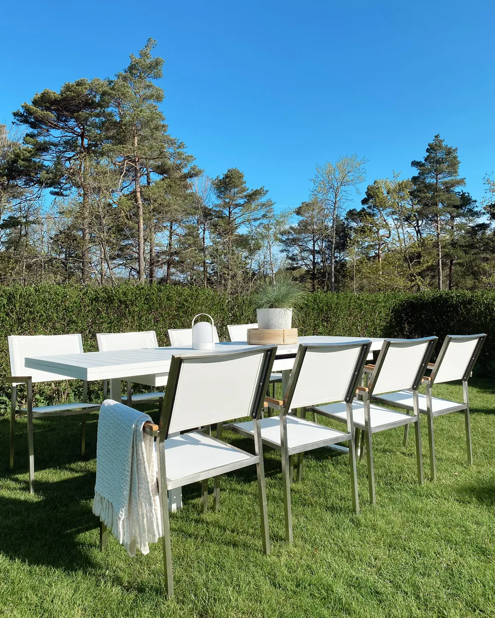 Set da pranzo da giardino 8 posti VALCANETTO/GROSSETO Metallo Bianco_983514