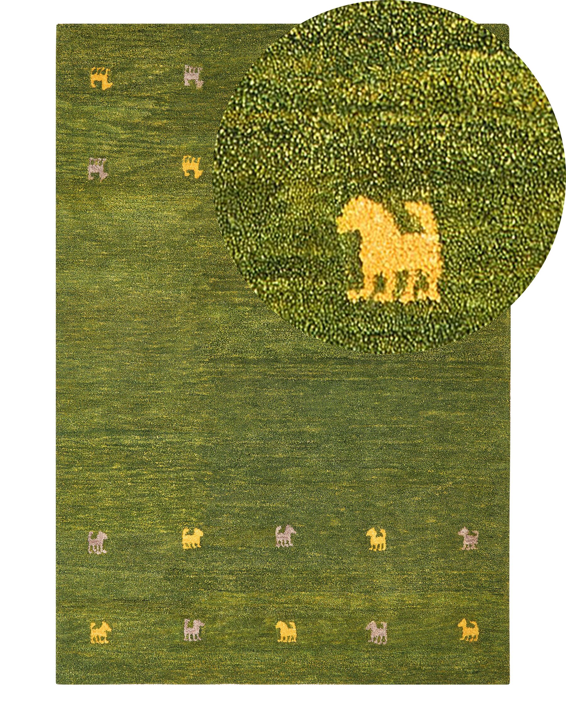 Gabbeh-matto villa vihreä 140 x 200 cm YULAFI_855749